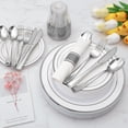 thumbnail image 6 of VCBAVC 350 PCS Silver  Plastic Plates Set for 50 Guests, Includes 50 Silver Dinner Plates, 50 Dessert Plates, 50 Napkins, 50 Cups, 50 Silver Sets for Weddings and Parties, 6 of 6