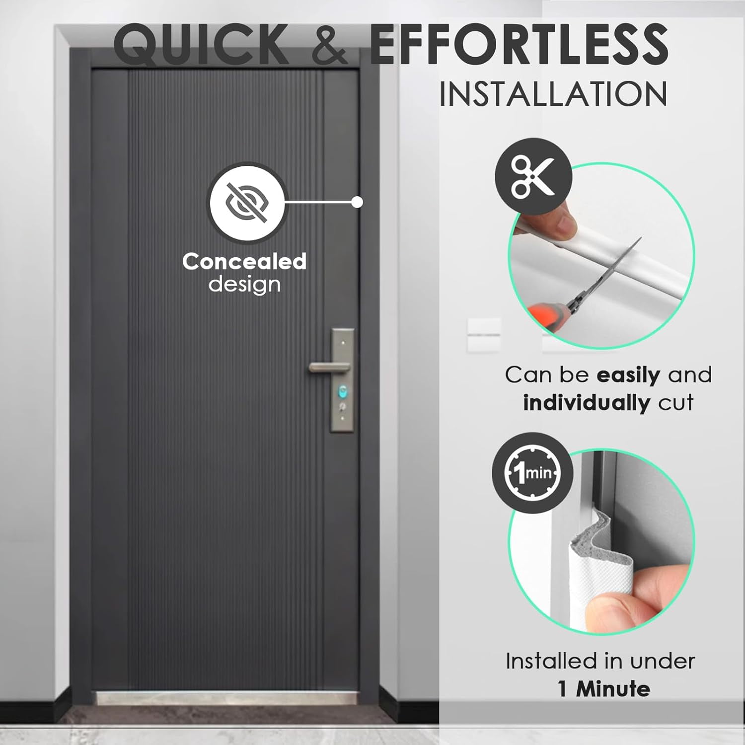 26FT Kerf Weather Stripping Door Seal - Door Weather Stripping Seal Strip for Door Frame Exterior Soundproof Weather Strips (26FT,White,4 Gaskets)