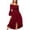 *Wine, variant on VBVC Women's Off Shoulder Smocked Maxi Dress, Ladies' Boho Long Bell Sleeve Tiered Dresses, Elegant Renaissance High Low Ruffle Dress For Women,Beige,S-2XL