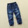 thumbnail image 2 of Boys Jeans Size 14 Stretch Boys Jeans Kids Elastic Waist Straight Leg Denim Pants with Drawstring 4-14 Years, 2 of 8