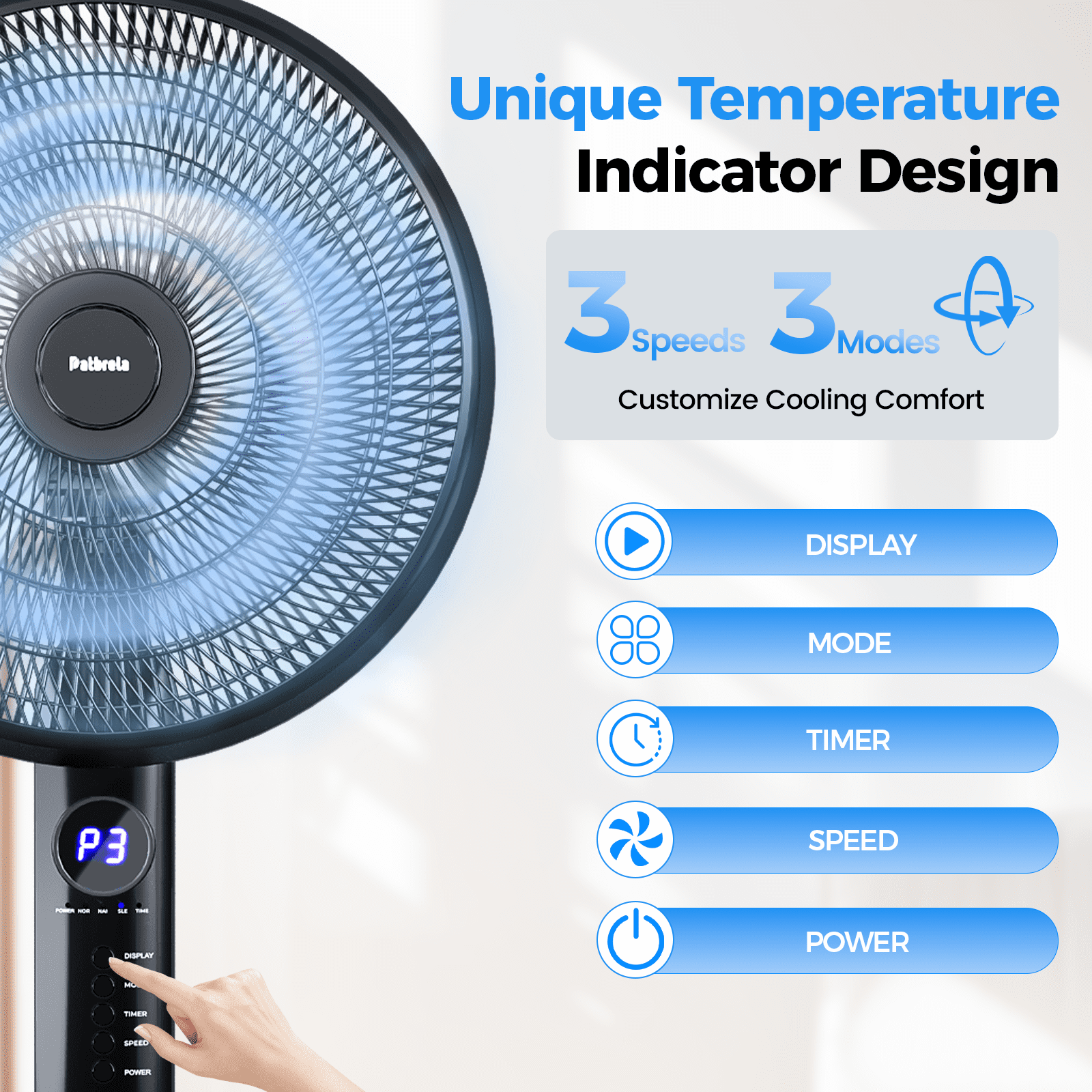 16" Oscillating Pedestal Fan with Remote, 3-Speed Stand up Fan with Adjustable Height and Tilt, Less Noise Cooling Fan, for Home Office Room Bedroom