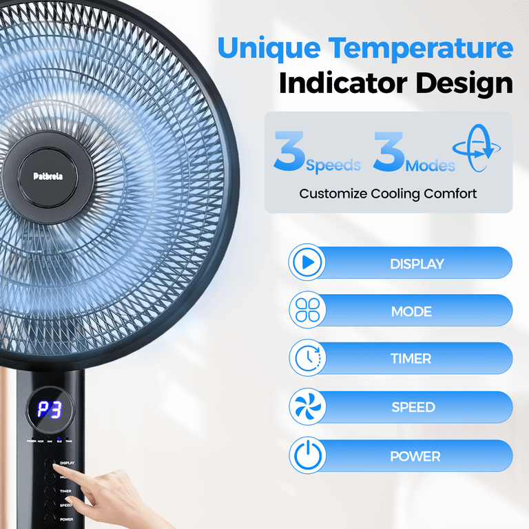 Patbrela 16" Pedestal Fan with Remote, 3-Speed photo 2