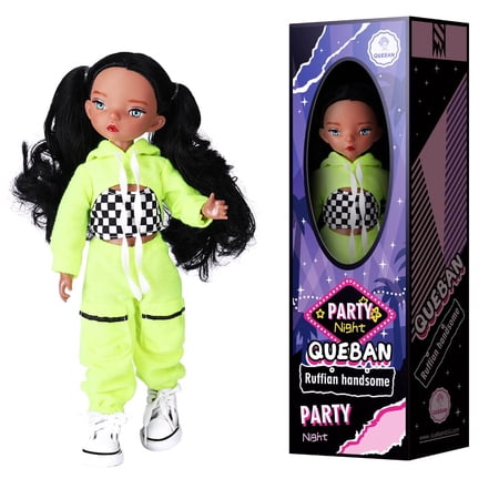QUEBAN Doll by Jesui-Poseable Fashion Doll with Fluorescent Clothes and Having Ponytails,A Pair of Designer Recommended Changeable Hand,Great Gift for Kids 6-12 Years Old and Collectors-11 ½ in