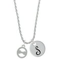 thumbnail image 1 of Delight Jewelry Silvertone Large Greek Letter - Theta - Silvertone Script Initial Disc - S - Charm Necklace, 20"+3", 1 of 4