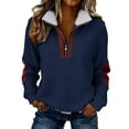 thumbnail image 2 of Njagoc3 Womens Colorblocked Semi-Zip Long Sleeve Turn-Down Collar Casual Sweatshirt Jacket Top, 2 of 6