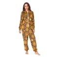 thumbnail image 2 of FORMRS Onesies Pajama for Adults Unisex Hoodie Winter Jumpsuit One Piece Sleepwear, Sizes S-2XL, Retro Orange Flowers, 2 of 7