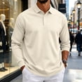 thumbnail image 5 of Delconic Men's Polo Shirt Long Sleeve Moisture Wicking Golf Shirts Sun Protection Collared Work Shirts Beige L, 5 of 8