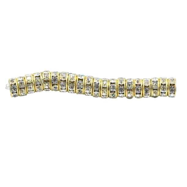 Yuarrent Rondelles de diamantes de imitación de 100 piezas con agujeros grandes, abalorios espaciadores, joyería de cristal, cuentas sueltas Artesanía Oro 8MM100 Piezas Yuarrent HA062301-10