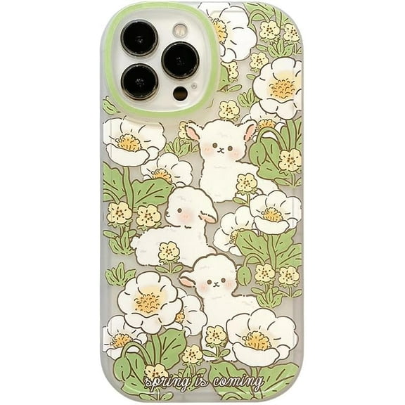 Cute Cartoon Sheep Flower Soft for iPhone Case (White,iPhone 14 Pro Max)
