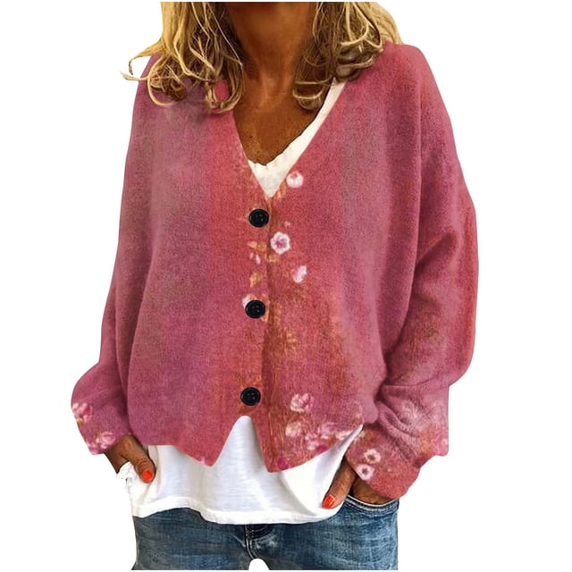 LOVZFMLL Cardigan pour Femmes Cardigan Décontracté à Boutons Veste de Mode