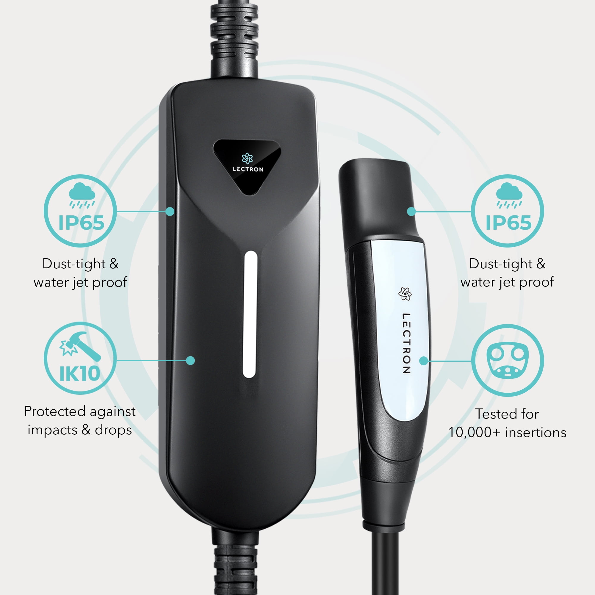 Lectron Level 1/2 (12A & 40A) Tesla NACS Portable Charger - Dual-Level Electric Vehicle Charging Station with NEMA 14-50/5-15 Plug - Compatible with All NACS Electric Vehicles