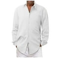 thumbnail image 6 of Mens Button Down Shirts Male Summer Cotton Solid Casual Plus Size Loose Shirt Mens Turn Down Long Sleeve Shirt White XXL, 6 of 9