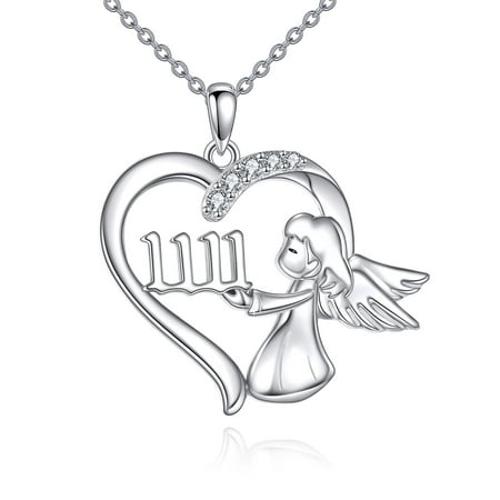1111 Angel Number Necklace for Women 925 Sterling Silver Angel Pendant Necklace 11 11 Number Jewelry Gifts