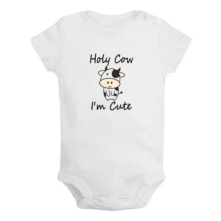 

Holy Cow I m Cute Funny Rompers For Babies Newborn Baby Unisex Bodysuits Infant Jumpsuits Toddler 0-24 Months Kids One-Piece Oufits (White 18-24 Months)