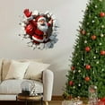 thumbnail image 4 of Christmas Creative Wall Sticker - Large 3D Santa Claus Wall Decals, Removable Winter Holiday Xmas Break Through Walls Decor, for Window Refrigerator Decorations, 4 of 6
