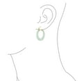 thumbnail image 3 of Bling Jewelry Womens Light Green Jade CZ Hoop Earrings 14K Gold Plated Sterling Silver 1.2 Inch, 3 of 4