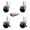 thumbnail image 2 of Low Profile Polyolefin 2 Inch Wheel ½” Threaded Stem Caster Set with 2 Brakes, 2 of 2