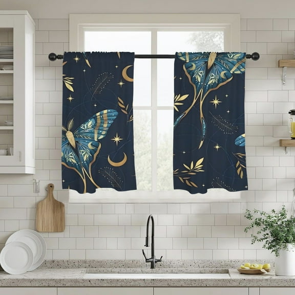 Golden Butterfly - Window Curtains - Blackout Window Drapes 28x40
