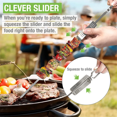 thumbnail image 3 of Brochetas de acero inoxidable para asar a la parrilla, brochetas de metal de 16 pulgadas con deslizador para una barbacoa fácil y segura, 4 piezas, 3 of 7