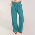 thumbnail image 5 of ClodeEU Women's High Waisted Straight Leg Pants with Drawstring,Casual Loose Fit Trousers Blue,Womens Plus M, 5 of 9