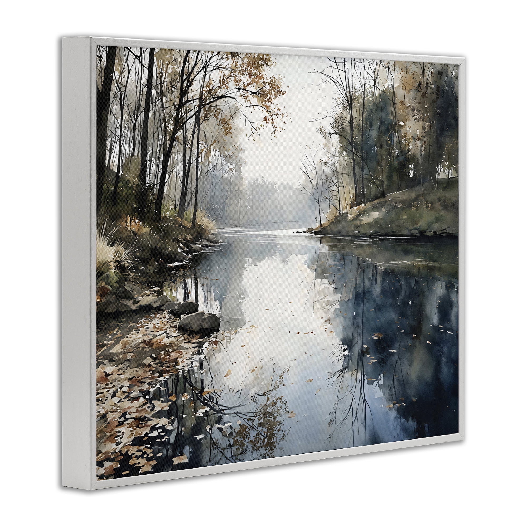 Stupell Industries Fall Lake Reflection White Framed Giclee Art, design by Franklyn Gregory