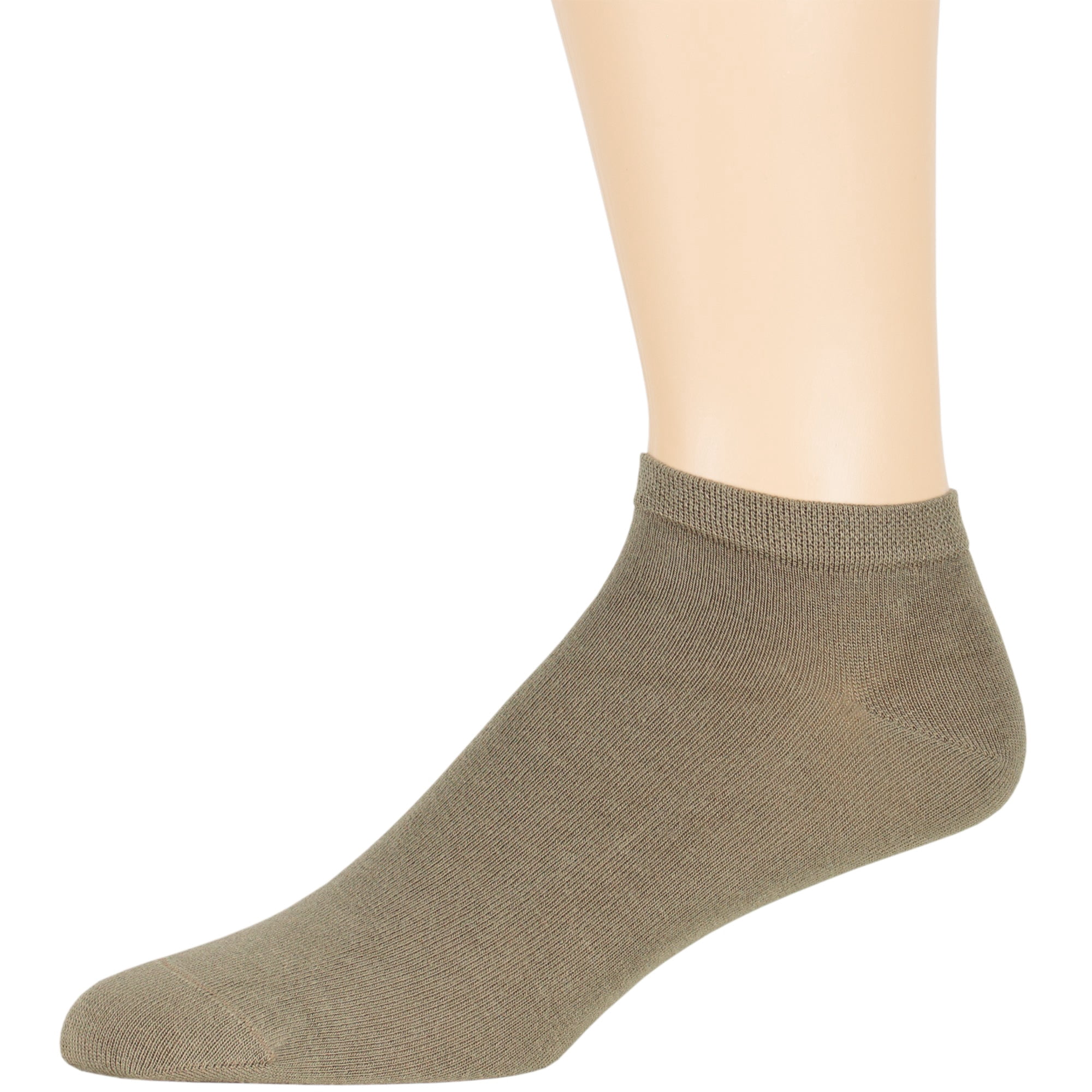 7BIGSTARS KINGDOM Men Bamboo Ankle Sock - 6 Pack - Thin Seamless Breathable Soft Solid Low Cut - Sock Size 10-13 Shoe 9-12 L Khaki