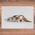 thumbnail image 5 of Ambesonne Cat and Dog Jigsaw Puzzle Durable Cardboard, Sleepy Kitten and Puppy, 1000 pcs, Pale Caramel Warm Taupe, 5 of 5