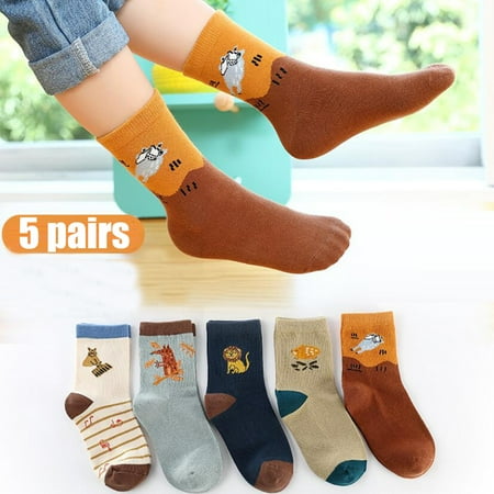 

EQWLJWE 5Pair Kids Socks Cute Print Children Middle Tube Socks Breathability Warm Socks Socks Holiday Clearance