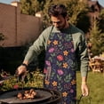 thumbnail image 4 of Pioneer Flower Floral Print Pattern Cotton Linen Apron with Pockets, Waterproof Adjustable, 33x27 Inch for Kitchen, Gardening, BBQ, Salon, 4 of 6