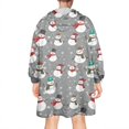 thumbnail image 2 of Wearable Oversized Blanket,Gray Christmas Snowman Pattern Wearable Blanket Hoodie for Adults,Cozy Hooded Blankets with Super Pockets,Super Warm Fuzzy Pullover for Women & Men, 2 of 6