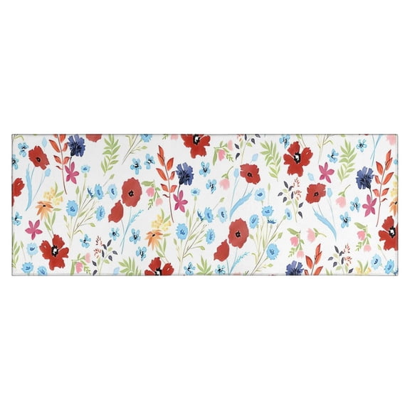 Pioneer Flower Floral Print Pattern Kitchen Rug Mat,Kitchen Runner Rugs Non Skid Washable,Decorative Kitchen Floor Mats for Kitchen,Sink,Laundry,17"X47"