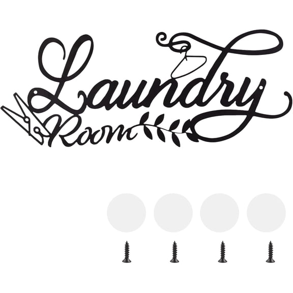 Laundry Room Sign, 1pcs Black Vintage Metal Wall Art Decorations Farmhouse Rustic and Elegant Door Decorative Modern Home Decor