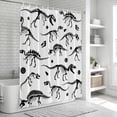 thumbnail image 5 of Dinosaur Fossils Shower Curtain Set - Extra Long 72" x 96" Washable Bathtub Curtain with 12 Hooks, White Black Ancient Animals Waterproof Fabric Stall Shower Curtains for Bathroom/Bathtub Décor, 5 of 6
