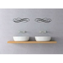 Set of 2 Elegant Swirls Vinyl Wall Decals Decorative Home Decor Stickers, 11.5x3-inch, Black