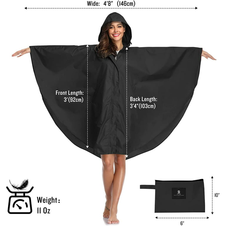 SaphiRose Unisex Rain Poncho Hooded Waterproof Raincoat Jacket for