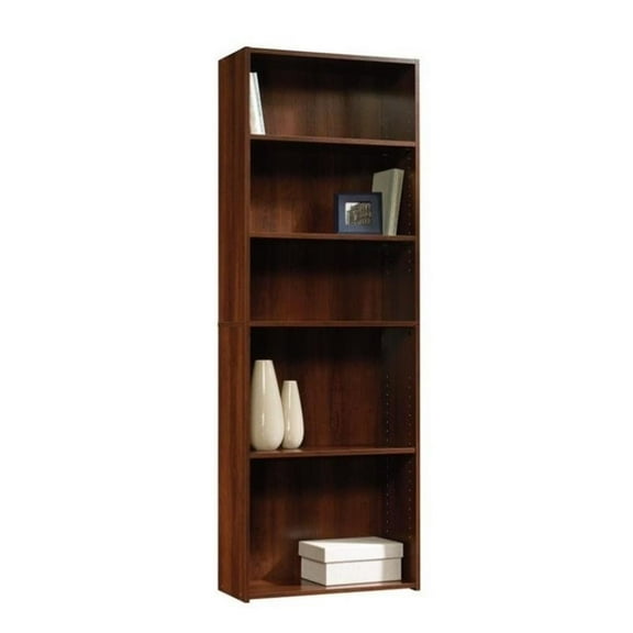 Pemberly Row Engineered Wood 5-Shelf Bookcase in Brook Cherry