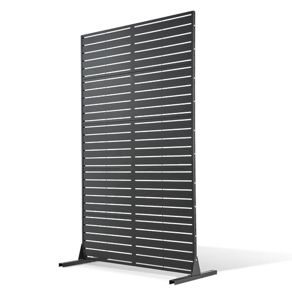 VEVOR Metal Privacy Screen, 44" W x 72" H Freestanding Modern Privacy Fence, Garden Divider Panel with Extended Base & Reinforcement Fixed, Freestanding Outdoor Divider for Garden, Indoor, Courtyard