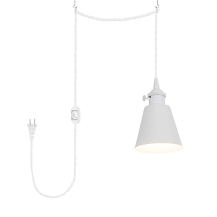 KAYYELAMP Dimmable Plug in Pendant Light 15 Feet Cord E26 White Switch Base and Metal Shade Simple Design Hanging Lamp for Bedroom Kitchen Counter(No Bulb)