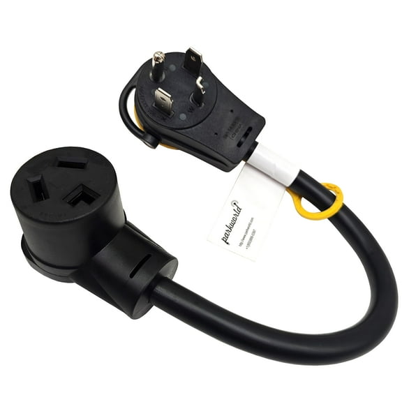 Parkworld 79377 Dryer Piggy-Back Adapter Splitter Cord NEMA 14-30P to 14-30R 30A 125V/250V & 10-30R 30A 125V/250V 1.5 Feet