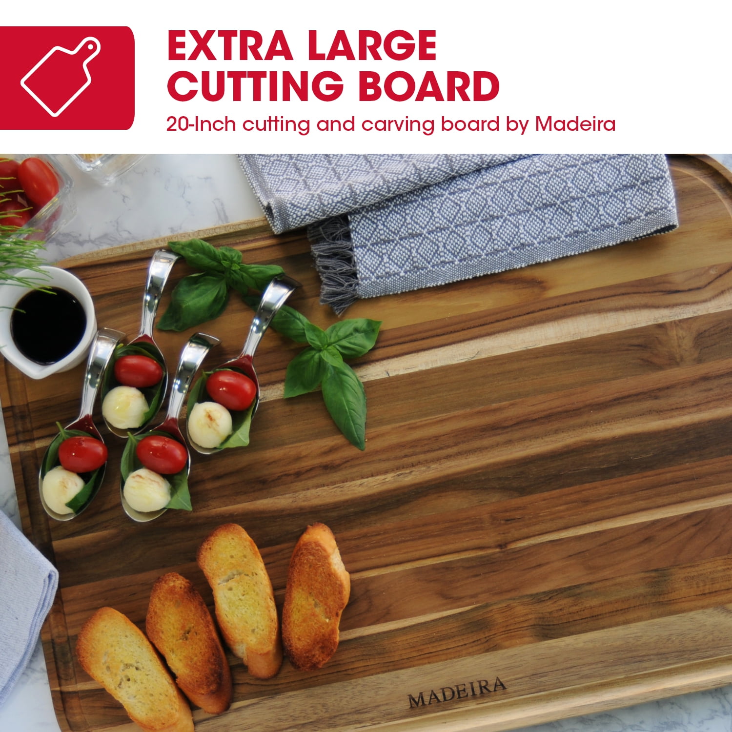 Madeira Cutting and Carving Board, Teak Edge-Grain, 20" x 14"