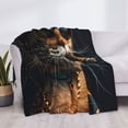 thumbnail image 3 of Yiaed Dapper Cat in Sunglasses Print Blanket Throw Blanket Soft Cozy Flannel Blanket for Home Bed Sofa Couch Chair-80"x60", 3 of 6