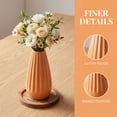 thumbnail image 2 of REGALWOVEN Small Ceramic Bud Vase Cylinder Vase, Matte Ribbed Decorative Flower Vase for Desktop, Bathroom, Home Decor Accent Orange 2.4"L x 2.4"W x 5.1"H, 2 of 7