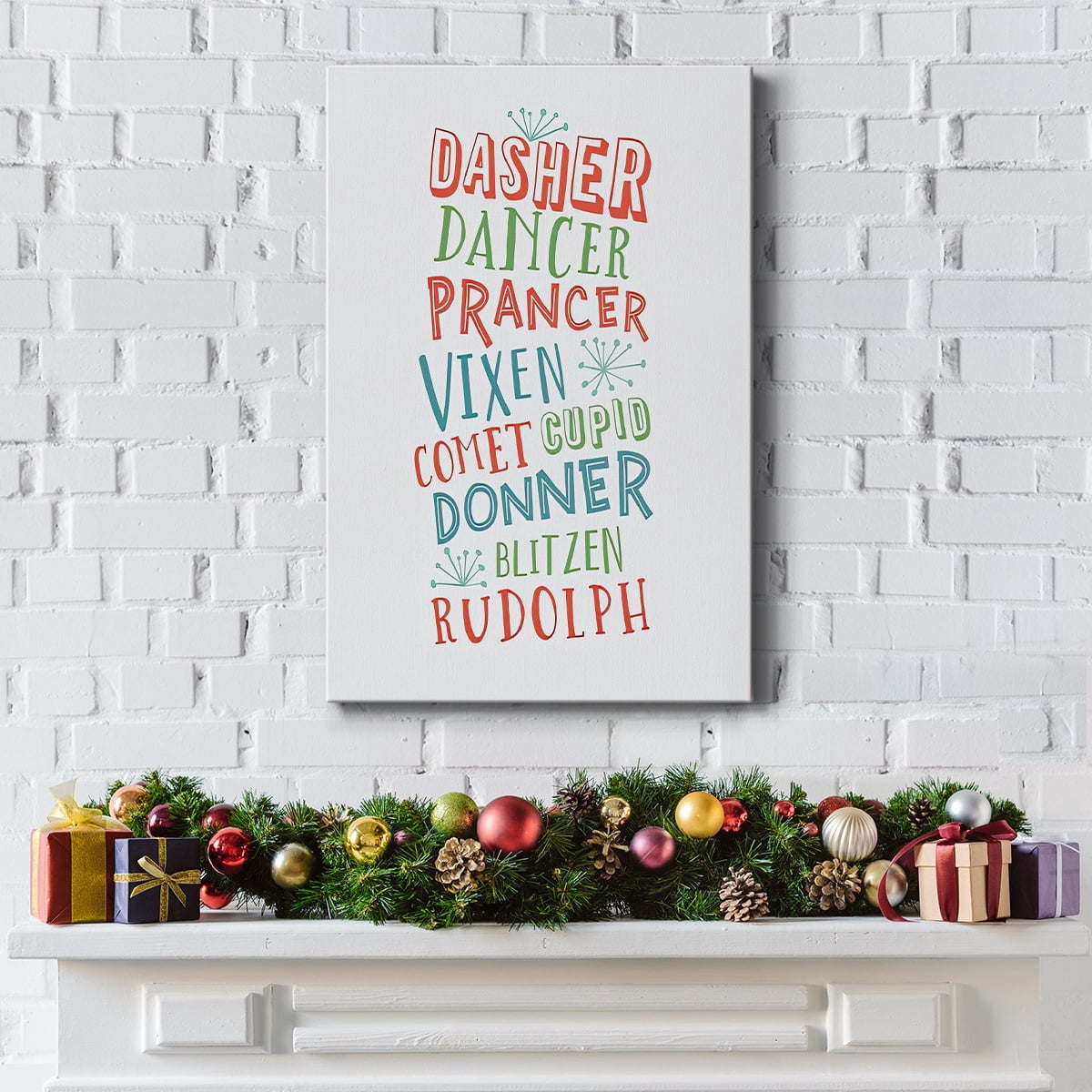Reindeer Names - Multicolor Light Gray- Gallery Wrapped Canvas