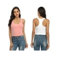 thumbnail image 3 of Women's Cotton Racer Back Tank Tops Cropped Athletic Cami Tanks With Shelf Bra, 2-Packs, 3 of 6