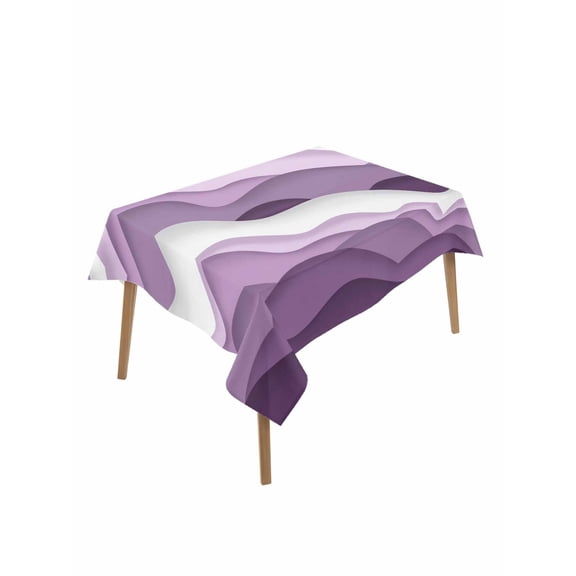 Purple Ombre Rectangle Tablecloth, Modern Geometric Moire Abstract Art Waterproof & StainResistant Tablecloth, Washable Oil-proof Table Cover for Dining/Party/Wedding/Camping/Buffet 60x84 In