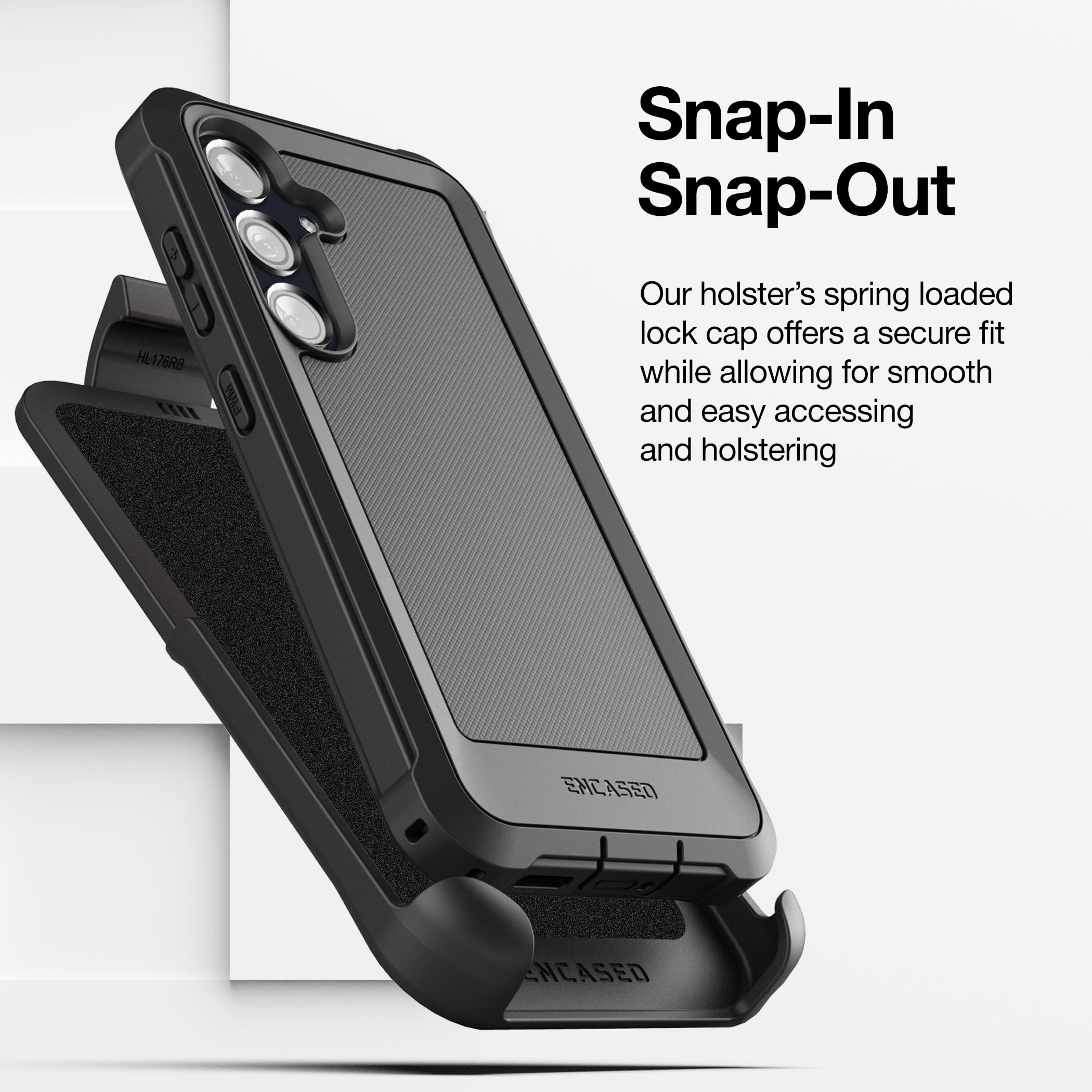 Encased Holster for Samsung Galaxy A35 5G Phone Case with Belt Clip and Glass Screen Protector (Falcon Series) Heavy-Duty Dual Layer Protection (Black)