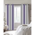 thumbnail image 2 of Blackout Curtains for Bedroom, Purple Grey Striped Room Darkening Window Drapes for Living Room, Minimalist Farmhouse Stripe Thermal Insulated Grommet Curtains, 27.5x39 inch, 2 Panels, 2 of 9