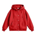 thumbnail image 6 of Womens Hoodie Red Women's Extended Length Zip Hoodie Lightweight Transitional Jacket Womens Sweatshirt S, 6 of 6