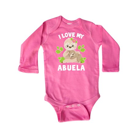 

Inktastic Cute Sloth I Love My Abuela with Green Leaves Gift Baby Boy or Baby Girl Long Sleeve Bodysuit