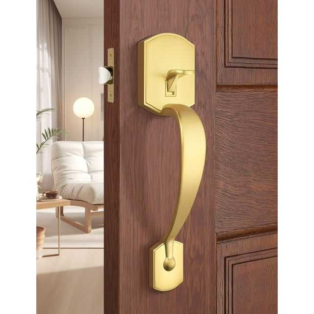 Front Door Handle and Deadbolt Set Front Door Lock Set Oil-Rubbed Bronze Vintage Lower Half Entry Handleset Entry Door Handle with Reversible Lever